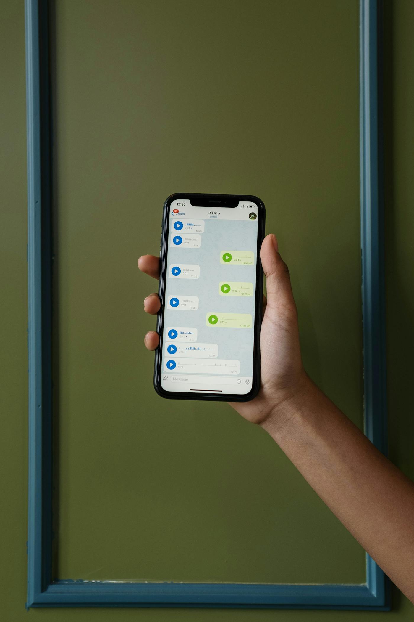 A person using a private conversation app